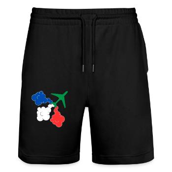 Avion militaire Patrouille de France - Short de jogging bio TRAINER Stanley/Stella unisexe - noir - Devant - Nik (191cm) & Marisol (170cm)