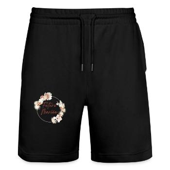 Bride-to-be crown Boho flowers - Stanley/Stella Trainer Unisex Organic Jogging Shorts - black - Front - Nik (191cm) & Marisol (170cm)
