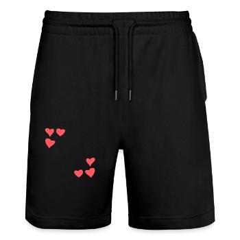 herzen muster rahmen symbol herz liebe rot - Stanley/Stella Unisex Bio Joggingshorts Trainer  - Schwarz - Vorne - Nik (191cm) & Marisol (170cm)