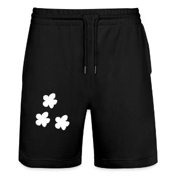three flowers flower symbol plant nature - Stanley/Stella Trainer Unisex Organic Jogging Shorts - black - Front - Nik (191cm) & Marisol (170cm)