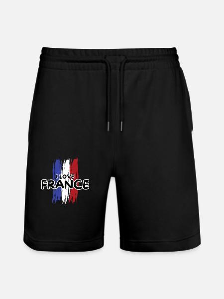 France flag blue white red - Stanley/Stella Trainer Unisex Organic Jogging Shorts - black