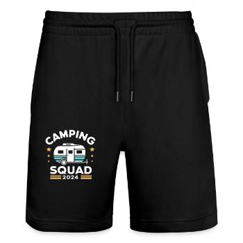 Camping Squad 2024 Caravane Camping - Short de jogging bio TRAINER Stanley/Stella unisexe - noir - Devant - Nik (191cm) & Marisol (170cm)