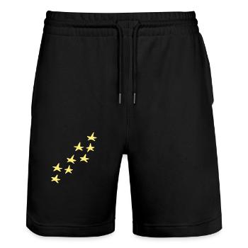 Star Pattern Yellow Star Symbol Shape - Stanley/Stella Trainer Unisex Organic Jogging Shorts - black - Front - Nik (191cm) & Marisol (170cm)