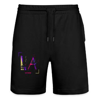 Los Angeles - LA - Je suis le meilleur t-shirt - Short de jogging bio TRAINER Stanley/Stella unisexe - noir - Devant - Nik (191cm) & Marisol (170cm)