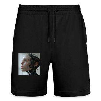 AI - Stanley/Stella Trainer Unisex Organic Jogging Shorts - black - Front - Nik (191cm) & Marisol (170cm)