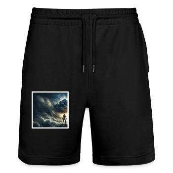 Resilience - Stanley/Stella Trainer Unisex Organic Jogging Shorts - black - Front - Nik (191cm) & Marisol (170cm)