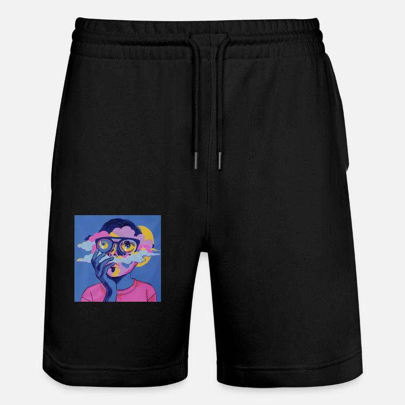 Psychedelisches Gesicht - Stanley/Stella Unisex Bio Joggingshorts Trainer  - Schwarz