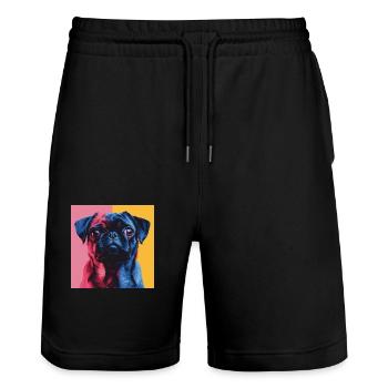 Mops - Stanley/Stella Unisex Bio Joggingshorts Trainer  - Schwarz - Vorne - Nik (191cm) & Marisol (170cm)