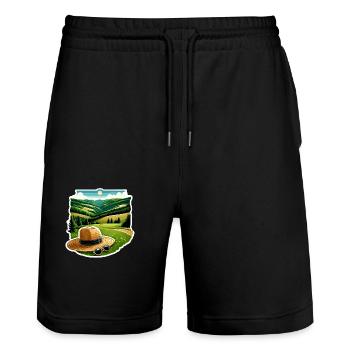 Sauerland Region - Stanley/Stella Unisex Bio Joggingshorts Trainer  - Schwarz - Vorne - Nik (191cm) & Marisol (170cm)
