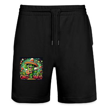 Cinco de Mayo Kaktus - Stanley/Stella Unisex Bio Joggingshorts Trainer  - Schwarz - Vorne - Nik (191cm) & Marisol (170cm)