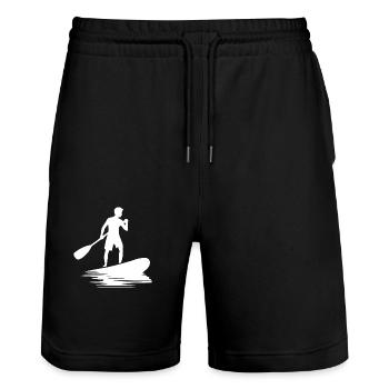 Stand Up Paddling and Board Paddle Training - Stanley/Stella Trainer Unisex Organic Jogging Shorts - black - Front - Nik (191cm) & Marisol (170cm)