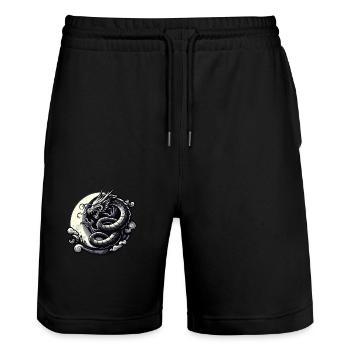 Silhouette de dragon mystique - Short de jogging bio TRAINER Stanley/Stella unisexe - noir - Devant - Nik (191cm) & Marisol (170cm)