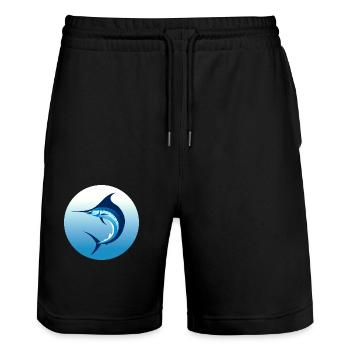 Eleganter Marlin - Stanley/Stella Unisex Bio Joggingshorts Trainer  - Schwarz - Vorne - Nik (191cm) & Marisol (170cm)