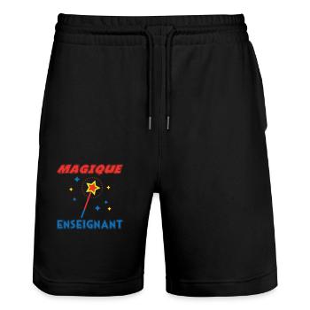 MAGIQUE ENSEIGNANT - Short de jogging bio TRAINER Stanley/Stella unisexe - noir - Devant - Nik (191cm) & Marisol (170cm)
