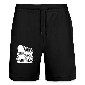 Chariot couvert pour chevaux - Short de jogging bio TRAINER Stanley/Stella unisexe - noir - Devant - Nik (191cm) & Marisol (170cm)