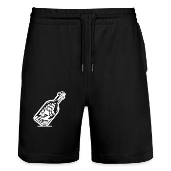 Ship in bottle Bottle ship Sailing ship - Stanley/Stella Trainer Unisex Organic Jogging Shorts - black - Front - Nik (191cm) & Marisol (170cm)