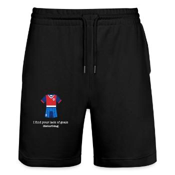 funny saying football jersey - Stanley/Stella Trainer Unisex Organic Jogging Shorts - black - Front - Nik (191cm) & Marisol (170cm)