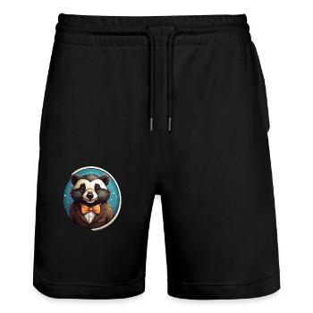 Lustiger Panda Bär - Stanley/Stella Unisex Bio Joggingshorts Trainer  - Schwarz - Vorne - Nik (191cm) & Marisol (170cm)