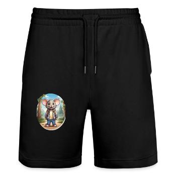 Souris Mignon Enfants Dessin Bande Dessinée - Short de jogging bio TRAINER Stanley/Stella unisexe - noir - Devant - Nik (191cm) & Marisol (170cm)