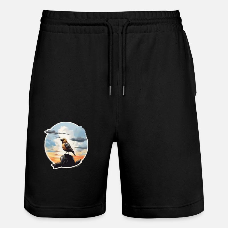Landschaft Gemälde mit Vogel - Stanley/Stella Unisex Bio Joggingshorts Trainer  - Schwarz