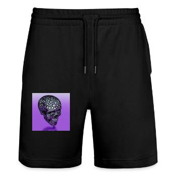 CRANE POURPRE - Short de jogging bio TRAINER Stanley/Stella unisexe - noir - Devant - Nik (191cm) & Marisol (170cm)