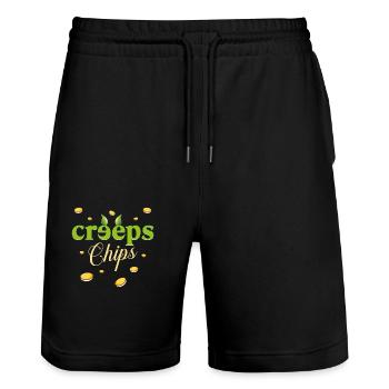 Creeps Chips - Der neue Trend - Stanley/Stella Unisex Bio Joggingshorts Trainer  - Schwarz - Vorne - Nik (191cm) & Marisol (170cm)
