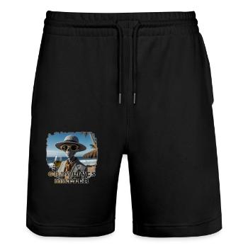 Gray lives matter - Version 1 - Stanley/Stella Unisex Bio Joggingshorts Trainer  - Schwarz - Vorne - Nik (191cm) & Marisol (170cm)