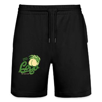 Lustig und abstrakt - Bad logo, go weird - Stanley/Stella Unisex Bio Joggingshorts Trainer  - Schwarz - Vorne - Nik (191cm) & Marisol (170cm)