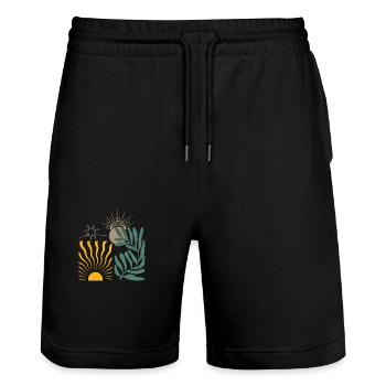 Abstrakter Sommermoment - Stanley/Stella Unisex Bio Joggingshorts Trainer  - Schwarz - Vorne - Nik (191cm) & Marisol (170cm)