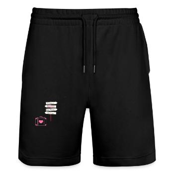 Holiday-Urlaub - Stanley/Stella Unisex Bio Joggingshorts Trainer  - Schwarz - Vorne - Nik (191cm) & Marisol (170cm)