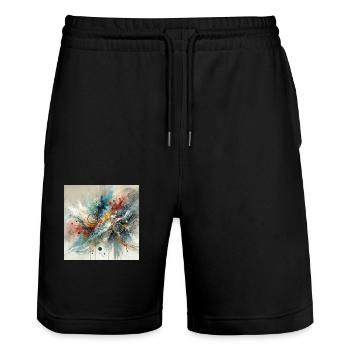 Flux dynamique - Peinture abstraite - Short de jogging bio TRAINER Stanley/Stella unisexe - noir - Devant - Nik (191cm) & Marisol (170cm)