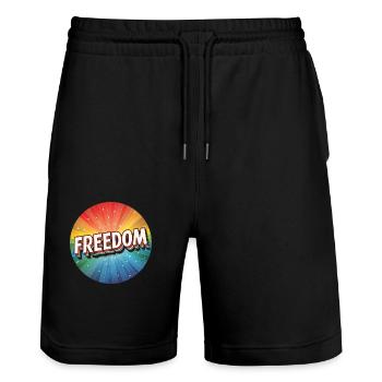 Liberté LGBTQ - Short de jogging bio TRAINER Stanley/Stella unisexe - noir - Devant - Nik (191cm) & Marisol (170cm)