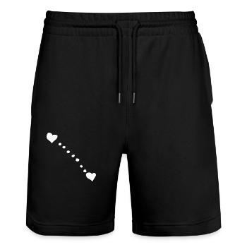 Point Hearts Heart Circles - Stanley/Stella Trainer Unisex Organic Jogging Shorts - black - Front - Nik (191cm) & Marisol (170cm)