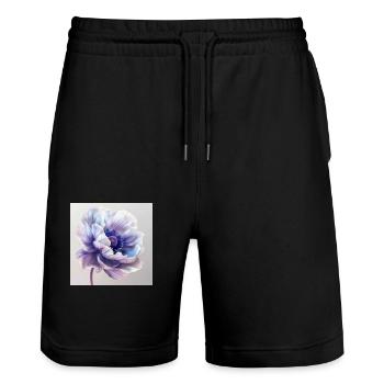 Lila Macro 5 - Stanley/Stella Unisex Bio Joggingshorts Trainer  - Schwarz - Vorne - Nik (191cm) & Marisol (170cm)