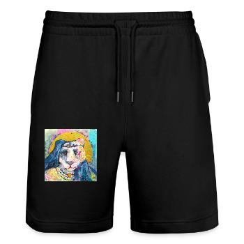 Imperator-Löwe - Stanley/Stella Unisex Bio Joggingshorts Trainer  - Schwarz - Vorne - Nik (191cm) & Marisol (170cm)