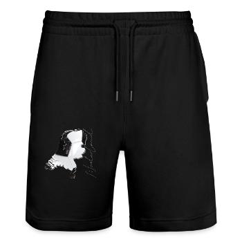 Netherlands | real football | Map NL - Stanley/Stella Trainer Unisex Organic Jogging Shorts - black - Front - Nik (191cm) & Marisol (170cm)