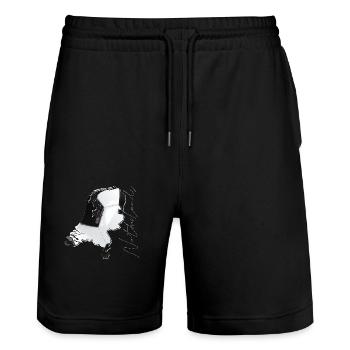 Netherlands | real football | Map EN - Stanley/Stella Trainer Unisex Organic Jogging Shorts - black - Front - Nik (191cm) & Marisol (170cm)