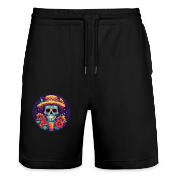 5 de Mayo Party Drinko de Mayo Sugar Skull Drink - Short de jogging bio TRAINER Stanley/Stella unisexe - noir - Devant - Nik (191cm) & Marisol (170cm)