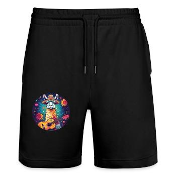 5 de Mayo Party Drinko de Mayo Lama und Gitarre - Stanley/Stella Unisex Bio Joggingshorts Trainer  - Schwarz - Vorne - Nik (191cm) & Marisol (170cm)