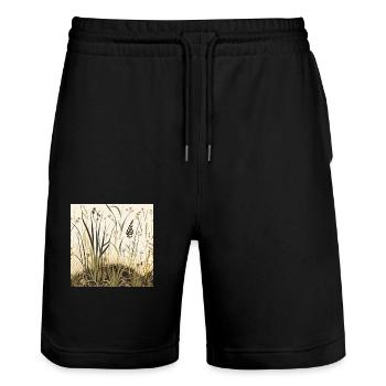 Wildblumenwiese - Stanley/Stella Unisex Bio Joggingshorts Trainer  - Schwarz - Vorne - Nik (191cm) & Marisol (170cm)