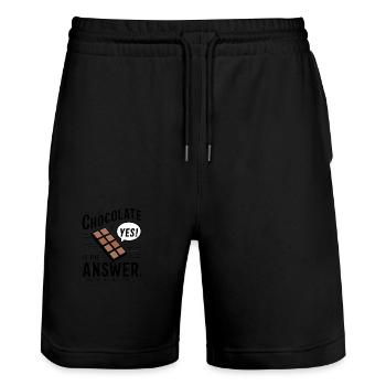Schokolade ist die Antwort. Egal was die Frage ist - Stanley/Stella Unisex Bio Joggingshorts Trainer  - Schwarz - Vorne - Nik (191cm) & Marisol (170cm)
