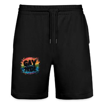 Gay Pride - LGBTQIA+ - LGBT - Stanley/Stella Unisex Bio Joggingshorts Trainer  - Schwarz - Vorne - Nik (191cm) & Marisol (170cm)