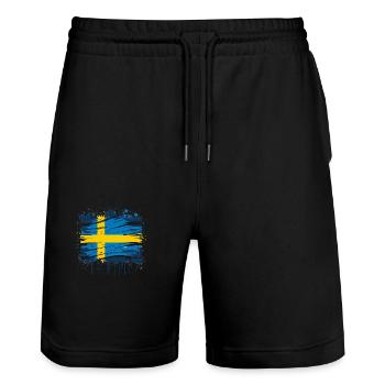 Sverige Suède Drapeau Schweden Flagge - Short de jogging bio TRAINER Stanley/Stella unisexe - noir - Devant - Nik (191cm) & Marisol (170cm)