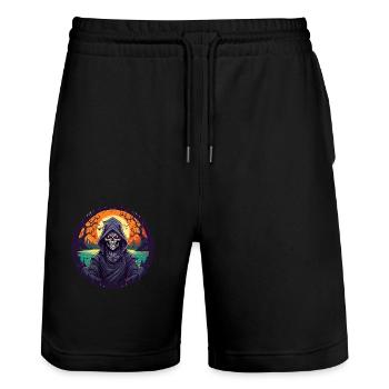 Gruseliges Halloween-partykostüm Sensenmann - Stanley/Stella Unisex Bio Joggingshorts Trainer  - Schwarz - Vorne - Nik (191cm) & Marisol (170cm)