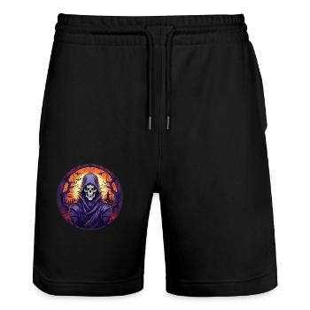 Gruseliges Halloween-partykostüm Sensenmann - Short de jogging bio TRAINER Stanley/Stella unisexe - noir - Devant - Nik (191cm) & Marisol (170cm)