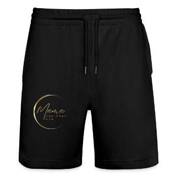 Black and Gold MAMA - Stanley/Stella Unisex Bio Joggingshorts Trainer  - Schwarz - Vorne - Nik (191cm) & Marisol (170cm)