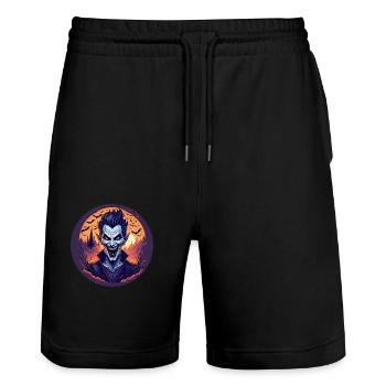 Gruseliges Halloween-partykostüm Vampir - Stanley/Stella Trainer Unisex Organic Jogging Shorts - black - Front - Nik (191cm) & Marisol (170cm)