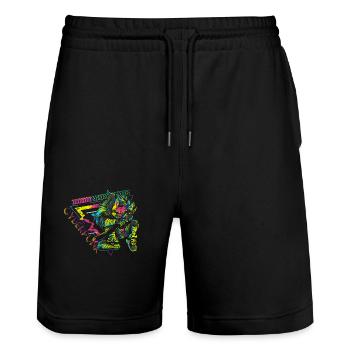 Cyborg Stil Neon Gamer - Stanley/Stella Unisex Bio Joggingshorts Trainer  - Schwarz - Vorne - Nik (191cm) & Marisol (170cm)