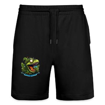 Wild angry carnivorous plant sport logo - Stanley/Stella Trainer Unisex Organic Jogging Shorts - black - Front - Nik (191cm) & Marisol (170cm)