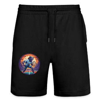 Gruseliges Halloween-partykostüm Werwolf Tnis - Stanley/Stella Unisex Bio Joggingshorts Trainer  - Schwarz - Vorne - Nik (191cm) & Marisol (170cm)